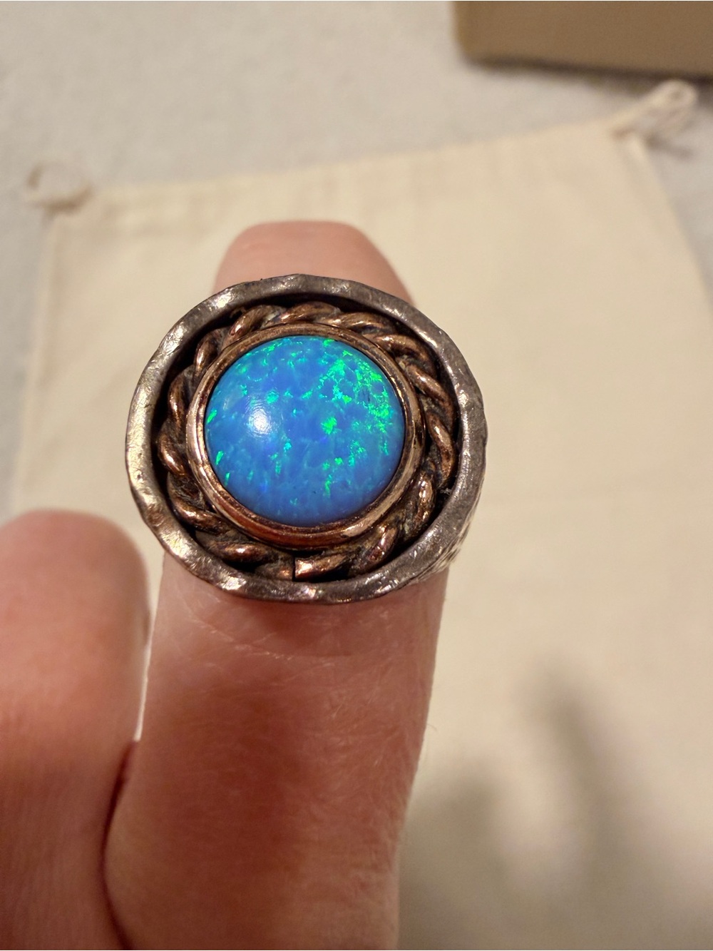 Blue Opal Cabochon Statement Ring - Women's Jewelry